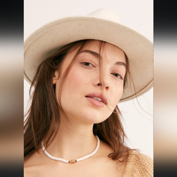 NWOT Cream Wool Panama Fedora Hat Medium Wide Brim Leather Band - Picture 7 of 9